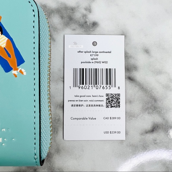 Kate Spade Pool Float Tote, Splash Key Chain, Large Wallet & Card Holder Wallet - Picture 11 of 16